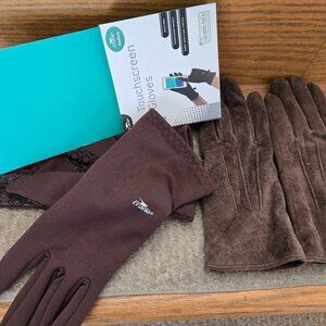 NWT Woman's crane touch screen gloves size M bundled w/ NWOT brown suede gloves